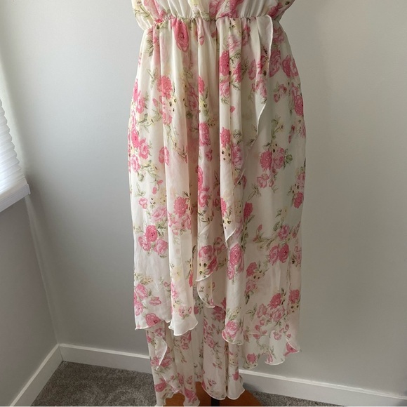 Qed London High Low Floral Sleeveless Chiffon Maxi Wrap Dress Size Small - Picture 6 of 8